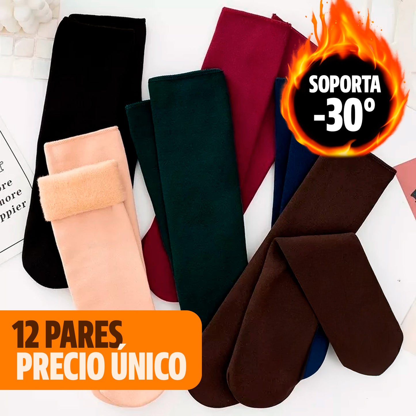 PACK 12 PARES DE CALCETINES TÉRMICOS