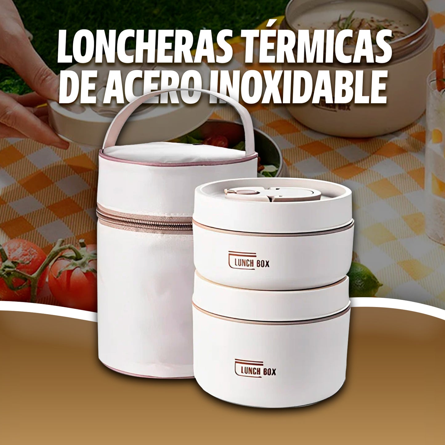KIT DE LONCHERAS TÉRMICAS DE ACERO INOXIDABLE