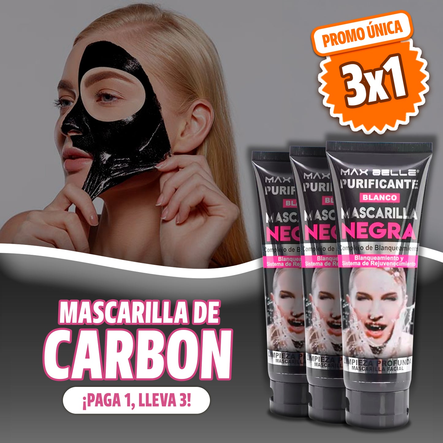 3x1 MASCARILLA DE CARBÓN