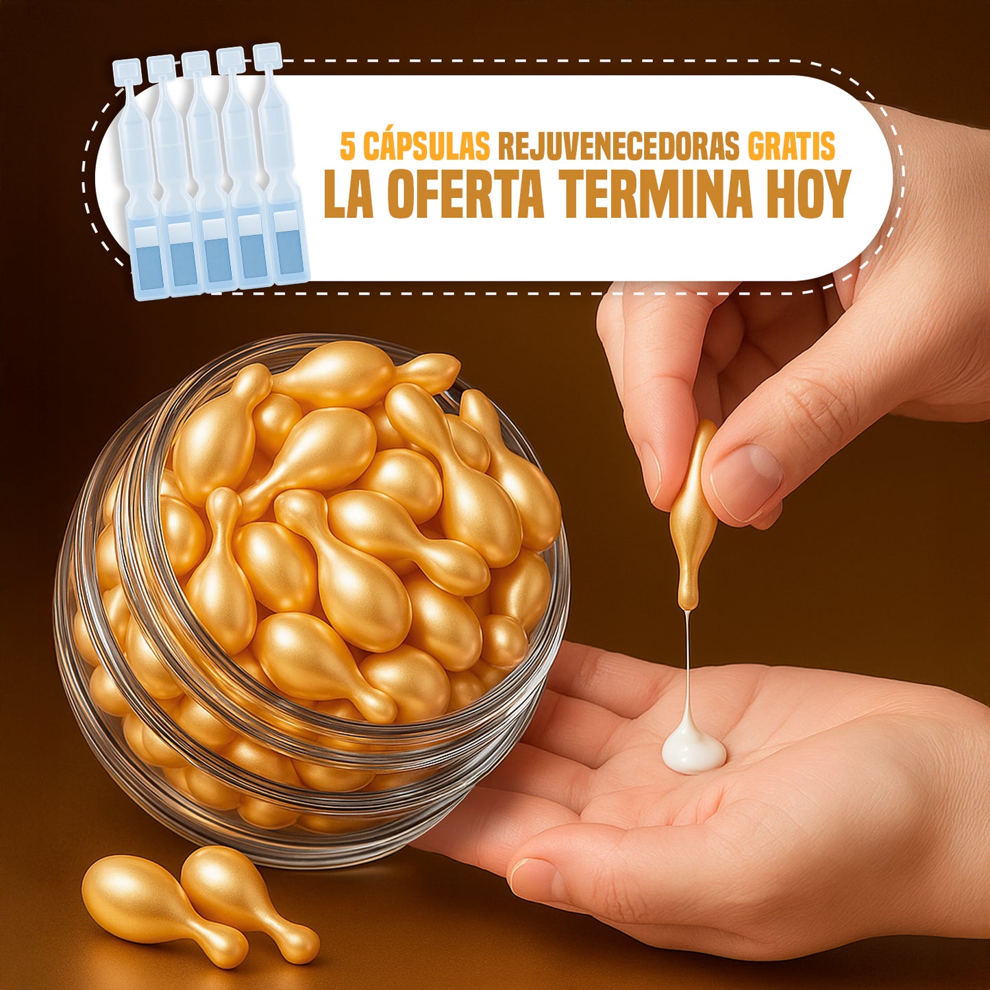 SERUM FACIAL EN CAPSULAS CON ARBUTINA + 5 CAPSULAS DE ÁCIDO HIALURÓNICO